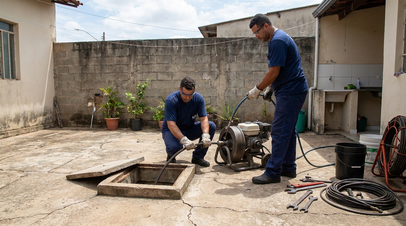 Desentupimento de esgoto residencial em Santa Cruz do Sul‑RS